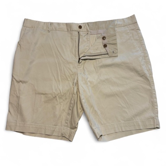 B. Draddy Mens 38 Stretch Chino Shorts Beige Flat Front Casual Golf Lightweight - Picture 3 of 5